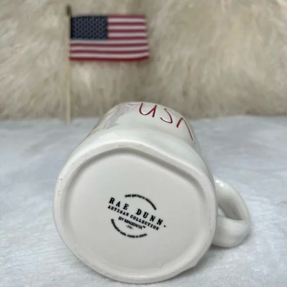 ❌SOLD❌ Rae Dunn NEW USA Large LL Mug Coffee Tea July 4 America Ivory Red Blue - Picture 7 of 14